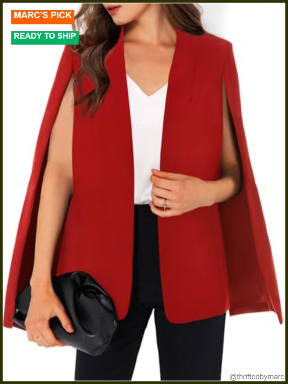 Womens Cape Blazer Split Sleeve Open Front Slim Fit Shawl Collar Blazer Work